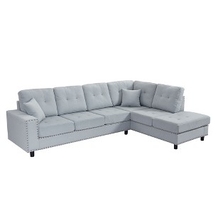 NicBex L-Shaped Modular Sectional Sofa with Removable Back Cushions and 2 Pillows for Living Room,Apartment,Office,Gray - 1 of 4