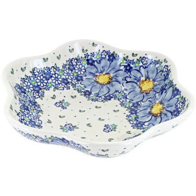 Blue Rose Polish Pottery Blue Starflower Large Daisy Bowl