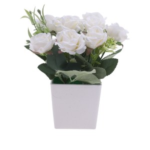 Unique Bargains Fake Plants Rose Plastic 2.95"x2.95"x7.48" 1 Pc - 1 of 4