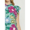 Women's Floral Ruffle Sleeve Top - entro - 4 of 4