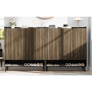 Coucheta 3-Door Shoe Cabinet - 6-Tier Entryway Storage Organizer with Hooks, Adjustable Shelves - 1 of 4
