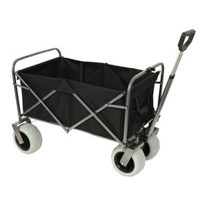 Two Pieces Heavy-Duty 500lb Capacity Beach Wagon w/9" Pneumatic Tires & Steel Frame, Compact 225lb Foldable Utility Cart w/Straps - 1 of 4