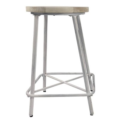 Ilona 24" Whitewash Mango Wood and Iron Counter Stools Set