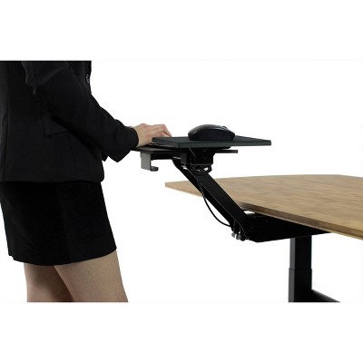 Black Adjustable Under-Desk Keyboard Tray with Mouse Pad