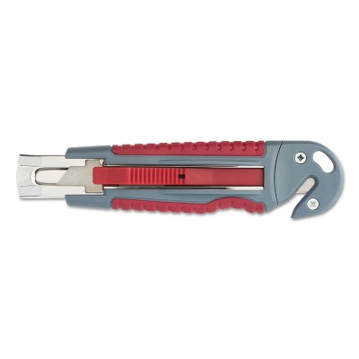 Clauss Titanium Auto-Retract Utility Knife with Carton Slicer Gray/Red 3 1/2" Blade 18968