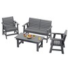 Pamapic 4-Piece HDPE Plastic Weather Resistant Outdoor Patio Conversation Seating Set in Gray - 3 of 4