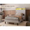 Bed Frame, Modern Upholstered Platforms Bed with Lights and Charging Station, Comfy Queen Bed Frame with Wood Slat Support - 2 of 4