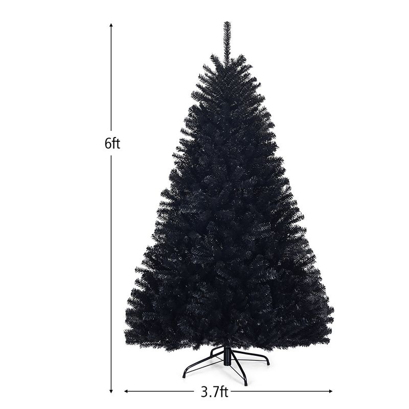 Costway 7.5Ft or 6Ft Hinged Artificial Halloween Christmas Tree Full Tree with Metal Stand Black, 4 of 11