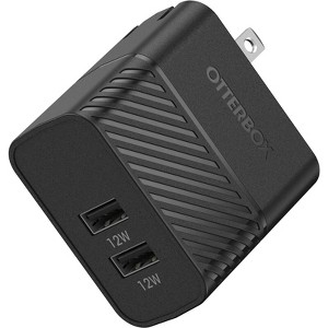 Otterbox USB-A Dual Port Wall Charger, 24W Combined - Black (78-81026) - 1 of 4