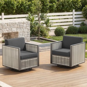 Outdoor Patio Swivel Chair with 5 Inch Cushion Chair for Garden Set of 2 - 1 of 4