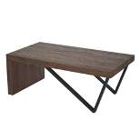 Rectangle Wooden Coffee Table with V Shape Legs Sonoma Natural Brown/Black - The Urban Port