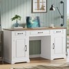 60" Executive Desk with Drawers, Farmhouse Home Office Desk with Storage Cabinets, Rustic Computer Writing Desks, Wood Workstation Computer Desks - 2 of 4