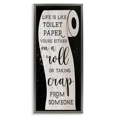 Stupell Industries Like Toilet Paper Funny Bathroom Black Framed Floater Canvas Wall Art