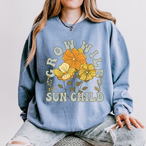 Simply Sage Market Grow Wild Sun Child Colorful Lightweight Garment Dyed Sweatshirt - 1 of 4