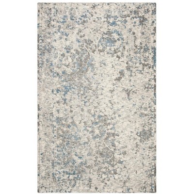 Mirage Blue and Grey Hand-Knotted Viscose Area Rug, 6' x 9'