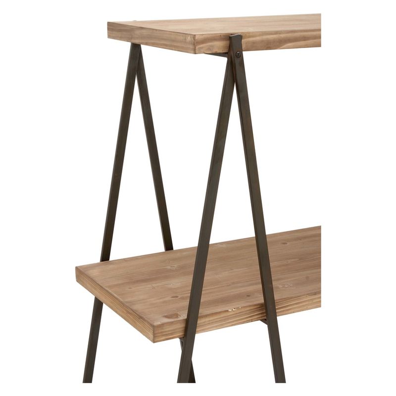 51" Metal and Wood 3 Tier Shelf V Legs Brown - Olivia & May, 5 of 6