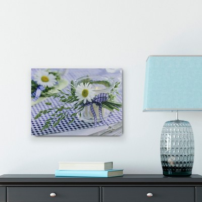 LED Lighted Flickering Daisy Tea Light Candle Canvas Wall Art