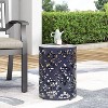 CAVINAS Hollow Pattern Round Iron Outdoor Patio End Table,Waterproof Weather Resistant Side Table for Patio,Garden,Balcony - 2 of 4