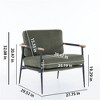 SKRAN Upholstered Mid Century Lounge Chair, Reading Armchair, Chenille Fabric Modern Arm Chair with Metal Frame, Accent Chair for Living Room, Green - 3 of 4