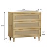 Rattan 3 Drawer Dresser, Modern Oak Bedroom Chest with Deep Storage, 31.5" Wide Cabinet Organizer-3irtyhousy - 4 of 4