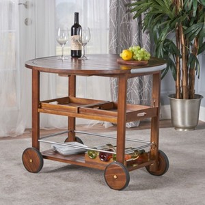 NicBex Mobile Kitchen Island Cart Multifunctional Kitchen Carts on Wheels with Storage with Drop leaf for Kitchen, Oak - 1 of 4