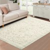 Vintage Washable Floral Print Living Room Rugs, Low Pile Non Slip Floor Carpet for Bedroom Dining Room - 4 of 4