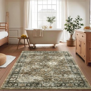 Vintage Floral Rug Washable Rug Non Slip for Living Rooms - 1 of 4