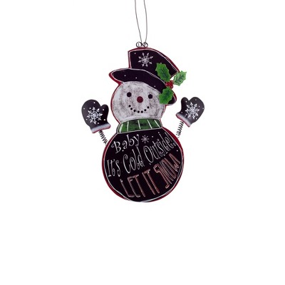 Melrose 9.5" Black and Red Hanging Snowman Christmas Wall Plaque