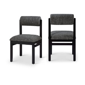 Meridian Furniture,Roundhill Linen Textured Fabric Upholstered Dining Chair, Set of 2 - 1 of 4