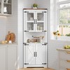 67" Tall Corner Storage Cabinet with Lights, Farmhouse Corner Hutch Display Cabinet with Glass Doors - 4 of 4