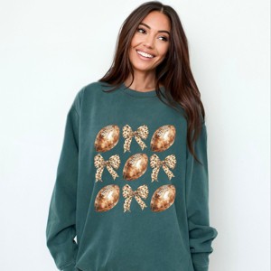 Simply Sage Market Coquette Football Chart Garment Dyed Sweatshirt - 1 of 4