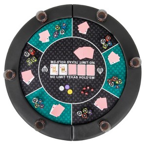 Costway 48" 6-Player Foldable Poker Table Top with Carrying Bag Cup Holders Padded Rails - 1 of 4