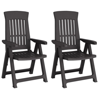 vidaXL Modern Outdoor Patio Reclining Chairs in Anthracite - Made of High-Impact Polypropylene, Adjustable Backrest