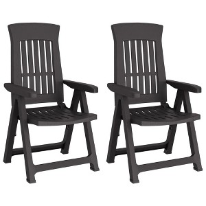 vidaXL Modern Outdoor Patio Reclining Chairs in Anthracite - Made of High-Impact Polypropylene, Adjustable Backrest - 1 of 4
