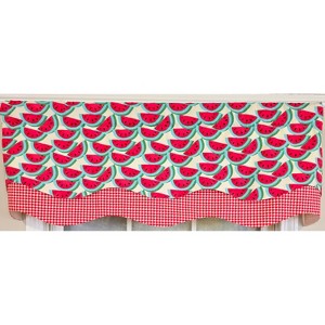 RLF Home 100% Cotton Sandias Glory  Fully lined Windows Rod Pocket Valance 50" x 16"  Red - 1 of 4