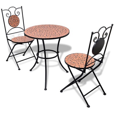 vidaXL 3 Piece Bistro Set Ceramic Tile Terracotta