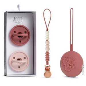 Adora Pacifier Gift Set – Silicone Pacifiers, Pacifier Clip & Travel Case – Newborn & Toddler Soothing Essentials, BPA-Free - 1 of 4