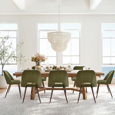 Modern Upholstered Dining Chairs Set, Mid-Century Fabric Chairs with Walnut Legs, Comfortable Padded Seat for Kitchen & Dining Room-Maison Boucle