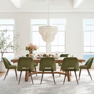 Modern Upholstered Dining Chairs Set, Mid-Century Fabric Chairs with Walnut Legs, Comfortable Padded Seat for Kitchen & Dining Room-Maison Boucle - 1 of 4