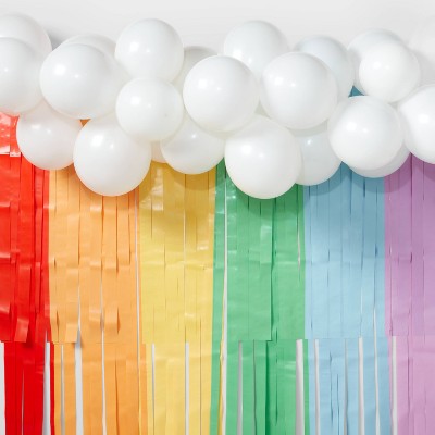 Rainbow Tiered Backdrop with Balloon Garland - Spritz™