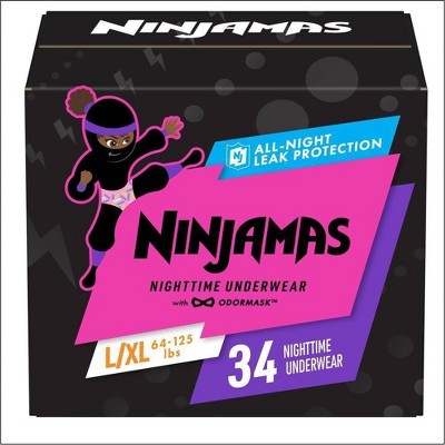 Pampers Ninjamas Nighttime Bedwetting Underwear Girl Size L/xl 34ct