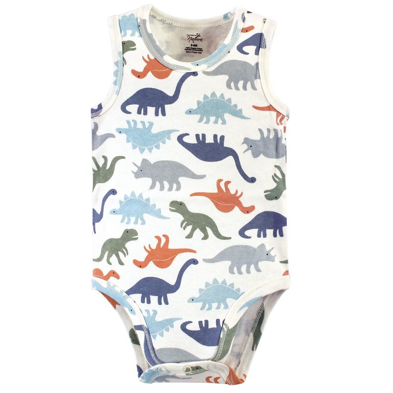 Touched by Nature Baby Boy Organic Cotton Bodysuits 5pk, Bold Dinosaurs, 6 of 8