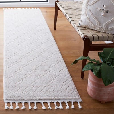 Ivory and Beige Hand-knotted Wool Runner Rug, 2'2" x 8'