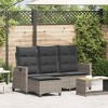 vidaXL Reclining Patio Sofa - PE Rattan/Steel - Gray L-Shaped Outdoor Sectional with Cushions - Adjustable Backrest - 69.3"x54.3" - 2 of 4