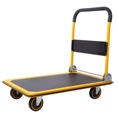 VisioGear Foldable Platform Truck Push Dolly, 330 lb. Weight Capacity, Black&Yellow, 28.7"*18.8"*32.6"