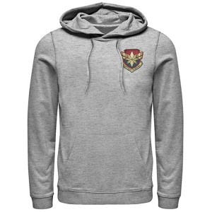 Men's Marvel Captain Marvel Star Symbol Woven Print Pull Over Hoodie - 1 of 3