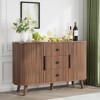 Buenhomino 47" Sideboard Buffet Cabinet, Fluted Storage Cabinet with 2 Sliding Tambour Doors and 3 Drawers for Living Room, Entryway, Hallway, Walnut - 2 of 4