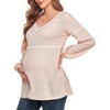 Womens Maternity Blouse V Neck Long Sleeve Waffle Knit Blouse - 4 of 4