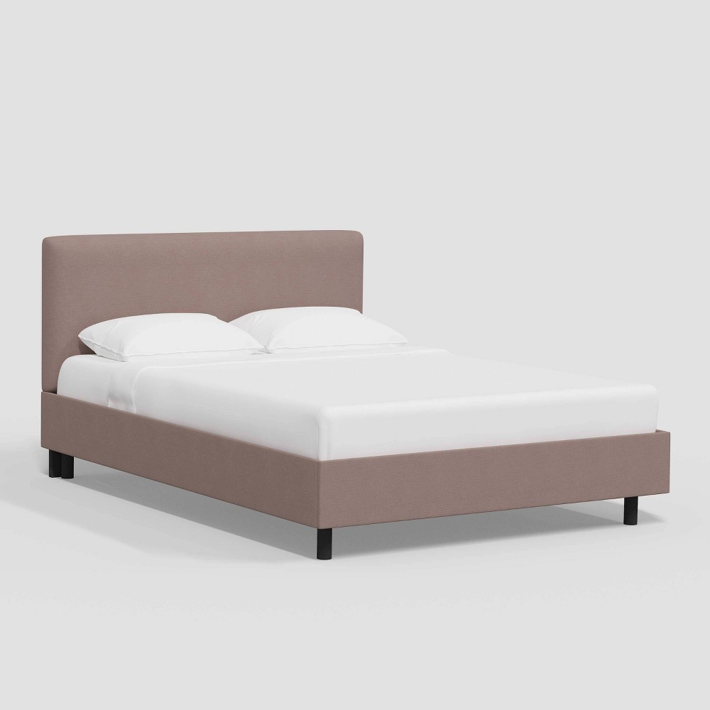 Photos - Bed Full Olivia Platform  in Linen Mocha - Threshold™: Pine Wood, Low Profile, No Box Spring Needed