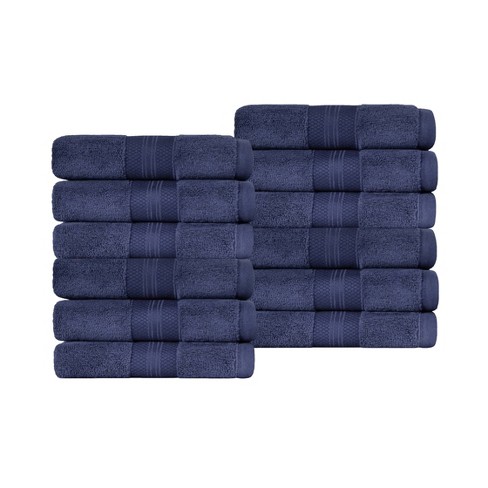 Premium Cotton Solid Plush Heavyweight Hotel Luxury Bath Towel Set, Navy  Blue - Blue Nile Mills